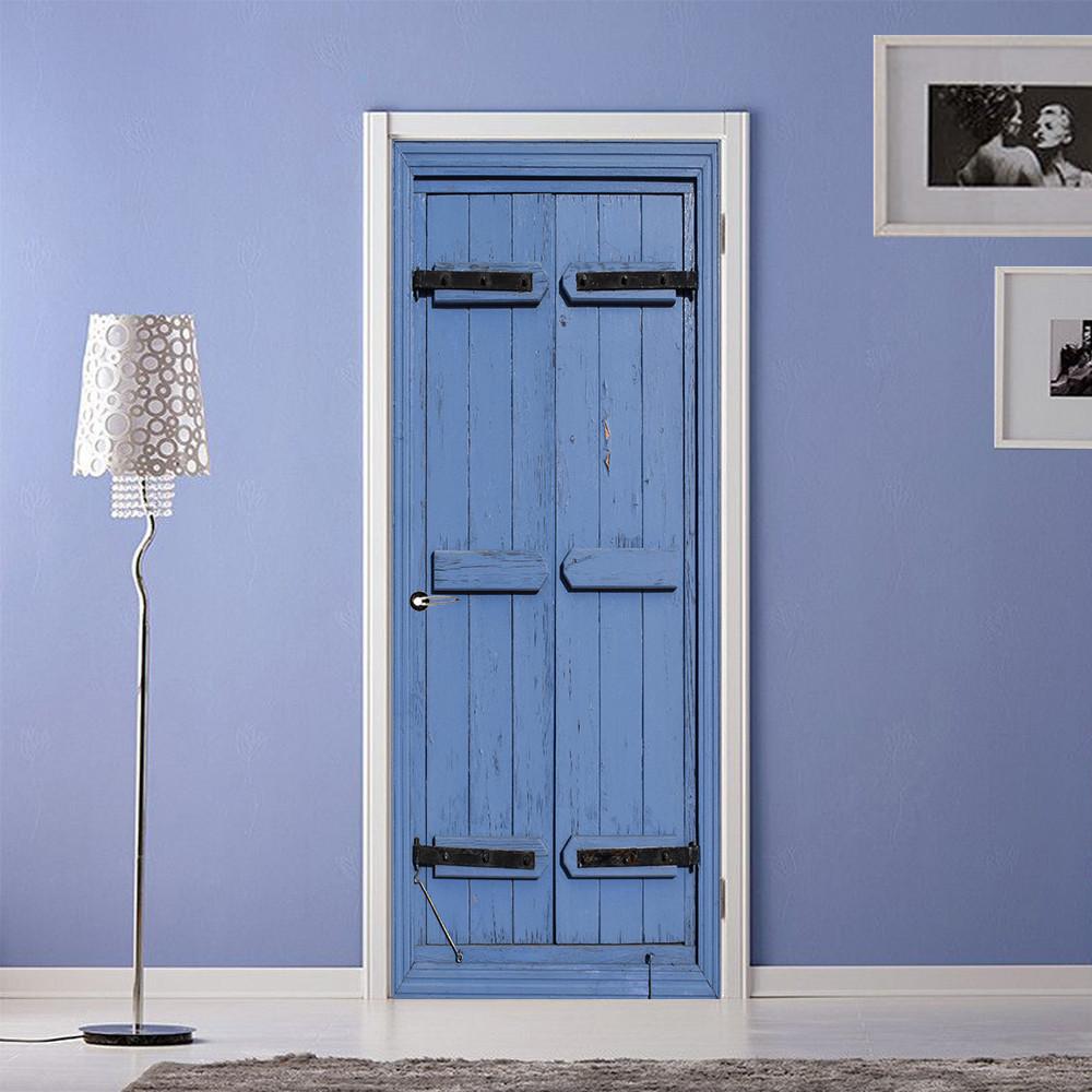 3D board blue painting door mural Wallpaper AJ Wallpaper