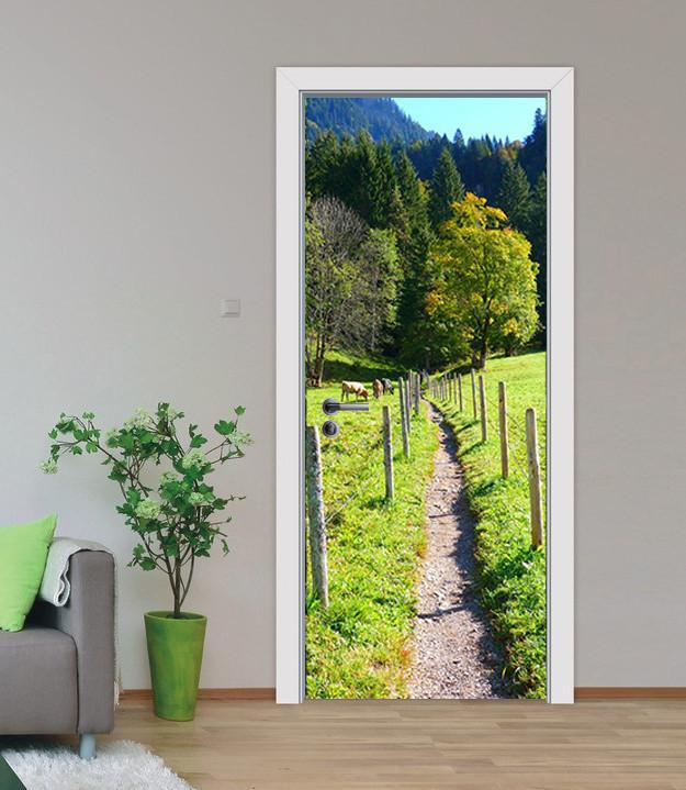 3D country road tree scenery door mural Wallpaper AJ Wallpaper