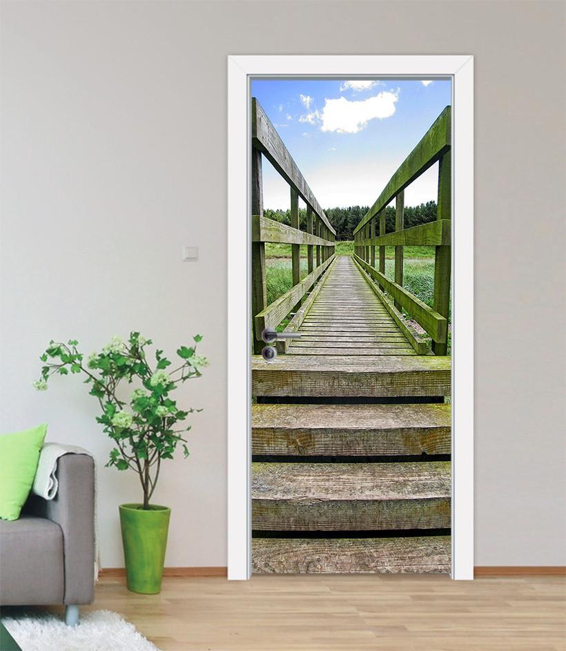 3D wooden fence stone ladder door mural Wallpaper AJ Wallpaper