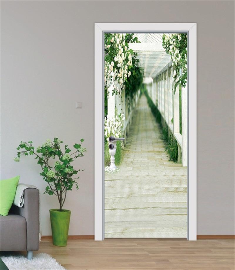 3D flowers Pavilion corridor door mural Wallpaper AJ Wallpaper