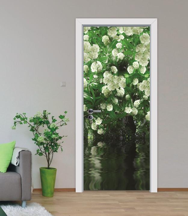 3D lake water flower green grass painting door mural Wallpaper AJ Wallpaper
