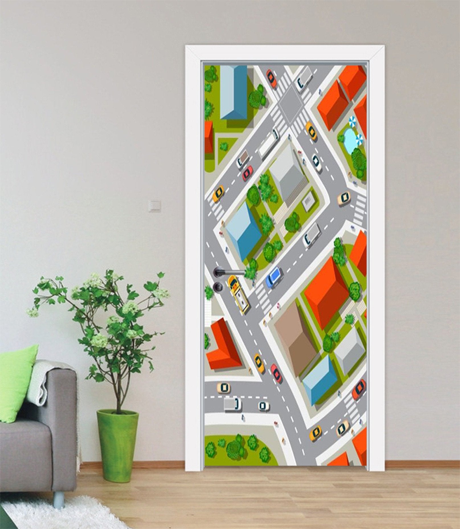 3D City Planning Map 35 Door Mural Wallpaper AJ Wallpaper