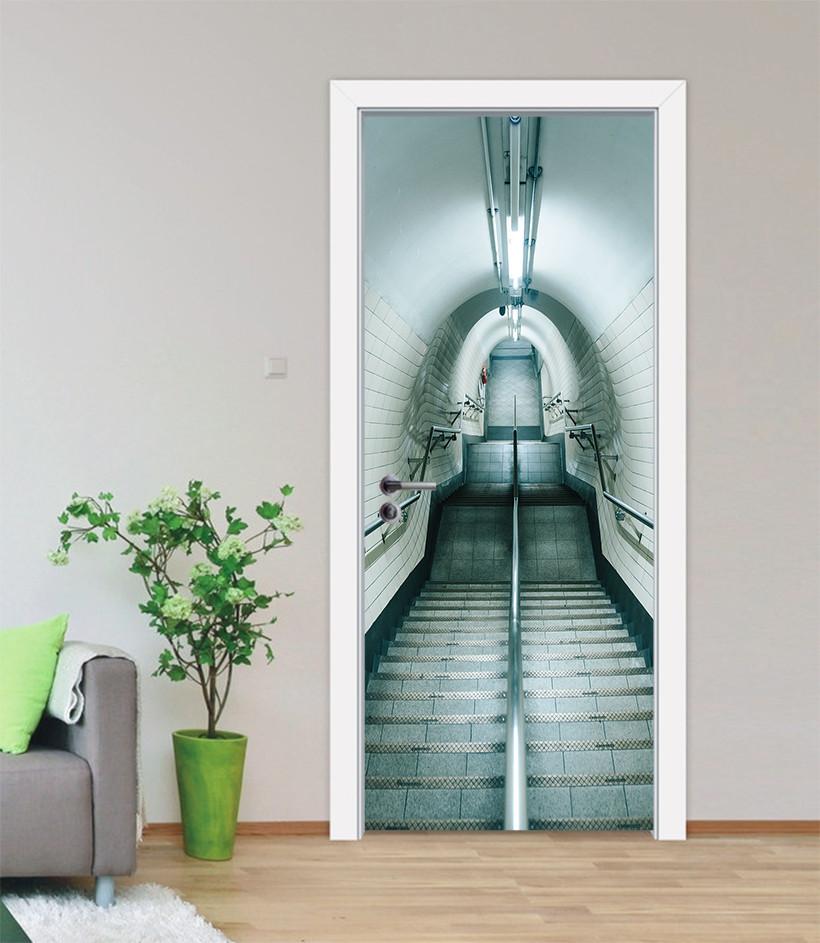 3D downhill slope corridor tunnel door mural Wallpaper AJ Wallpaper