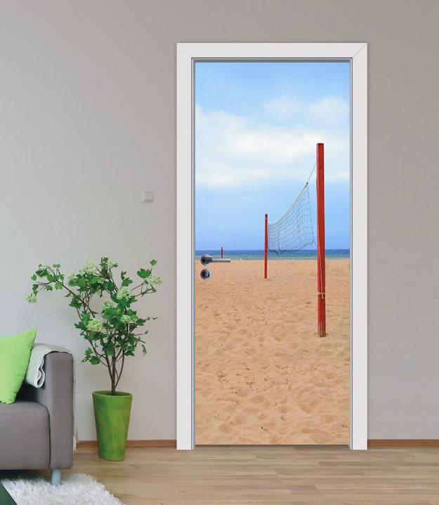 3D sandy beach net blue sky door mural Wallpaper AJ Wallpaper