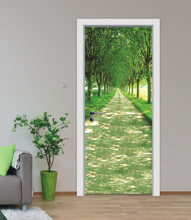 3D street grassland green trees door mural Wallpaper AJ Wallpaper