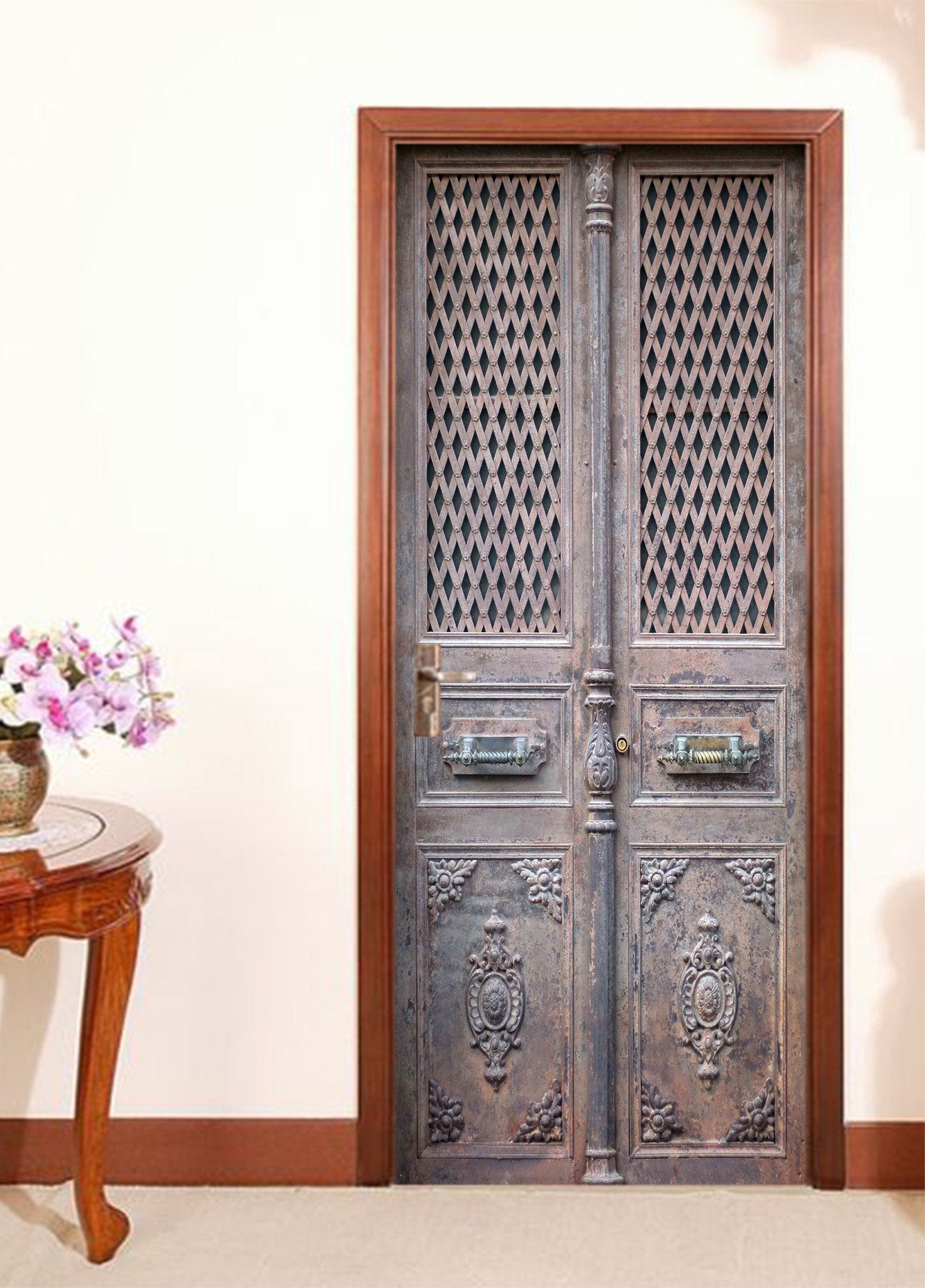 3D Rusty Metal Gate 21 Door Mural Wallpaper AJ Wallpaper