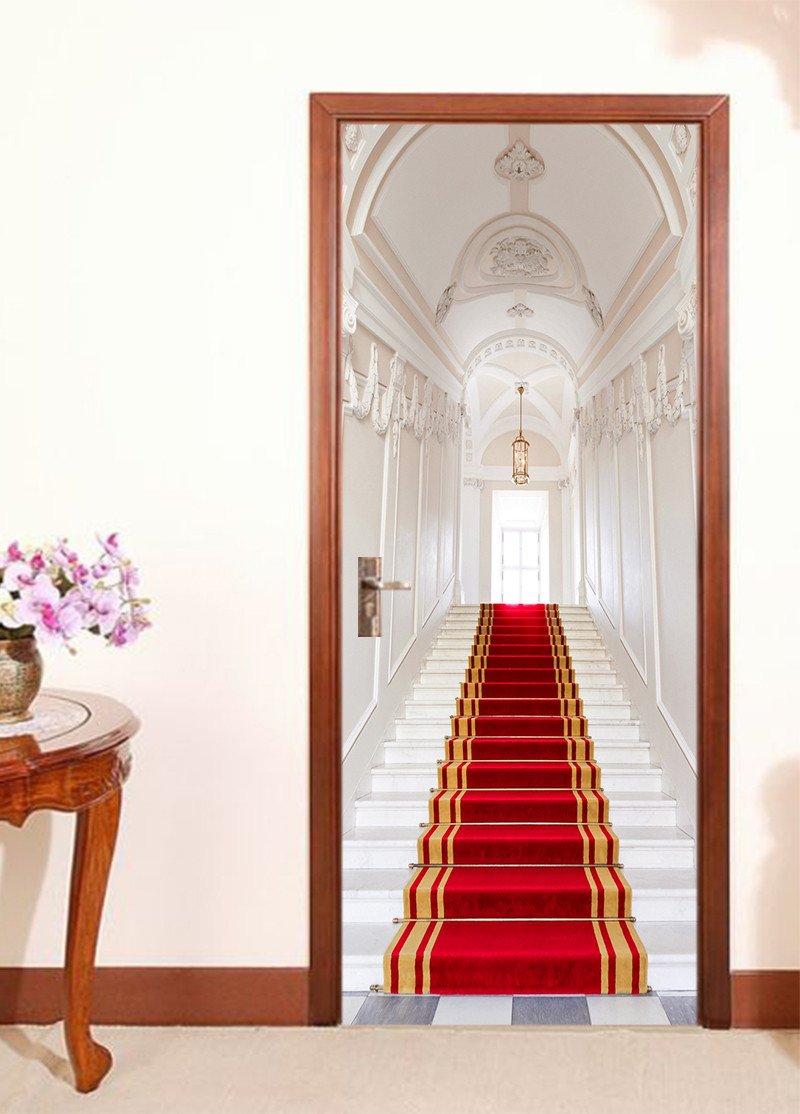 3D circular dome top the red carpet corridor door mural Wallpaper AJ Wallpaper