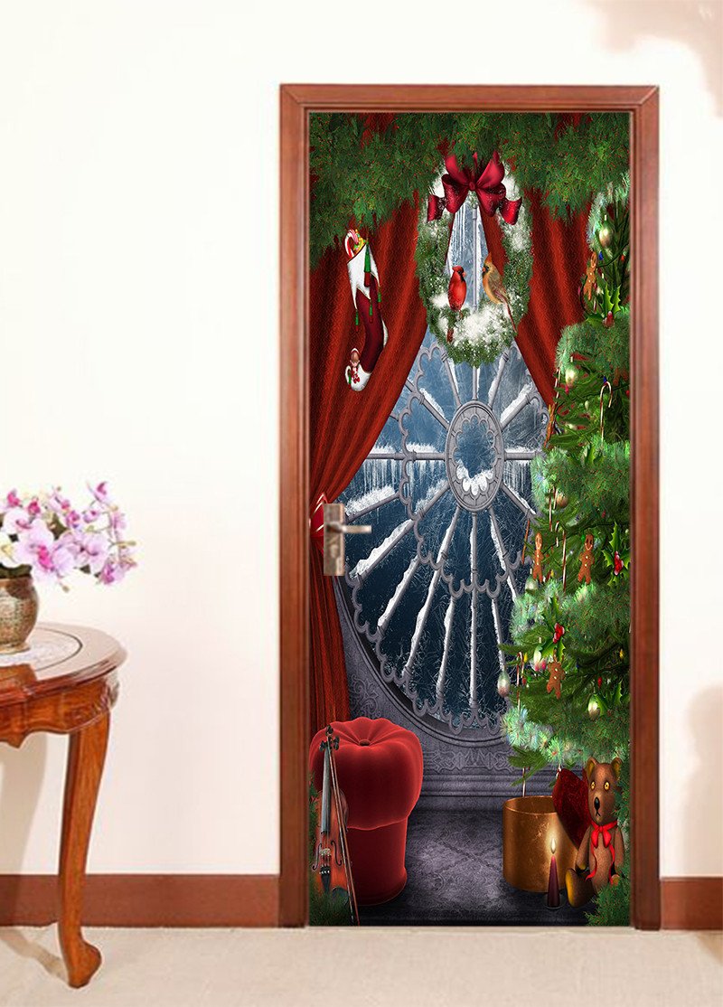 3D waterwheel bow painting door mural Wallpaper AJ Wallpaper