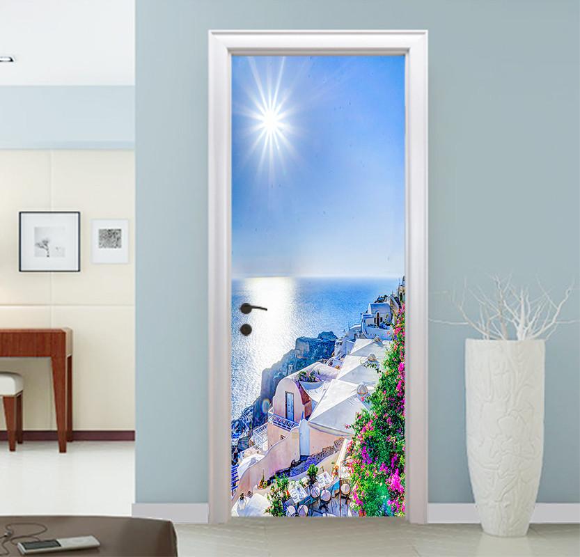 3D sea under the sun door mural Wallpaper AJ Wallpaper