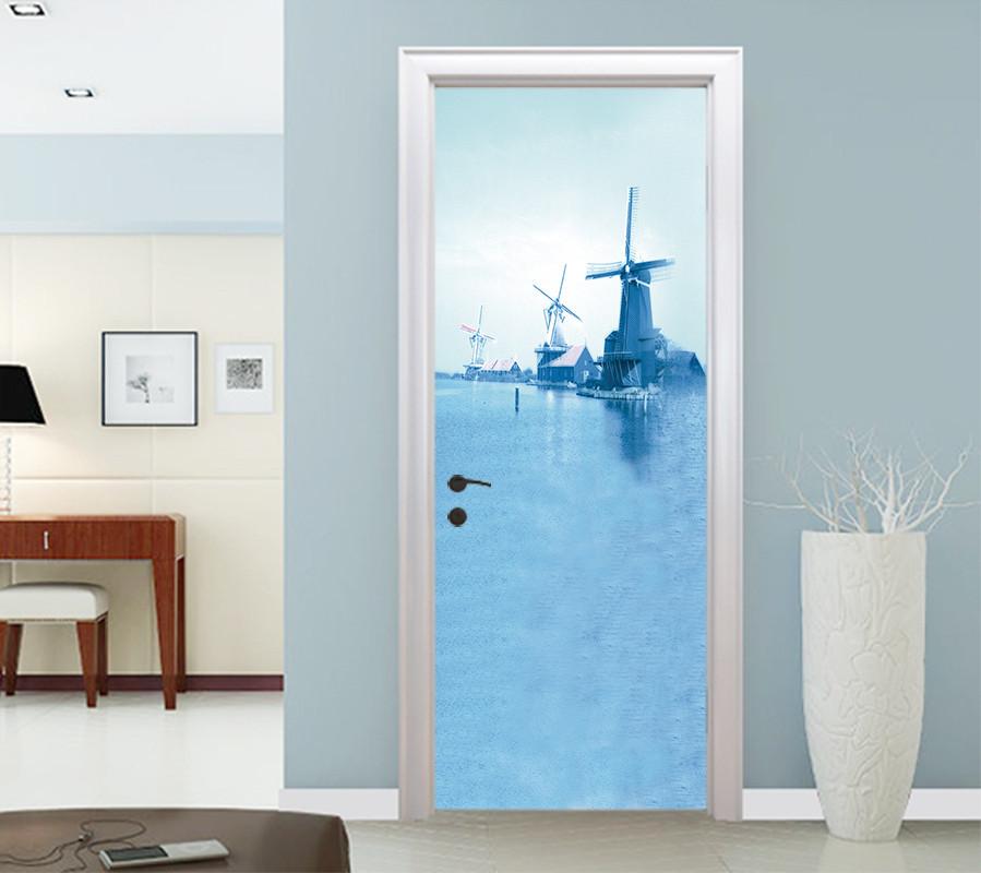 3D windmill in the sea door mural Wallpaper AJ Wallpaper