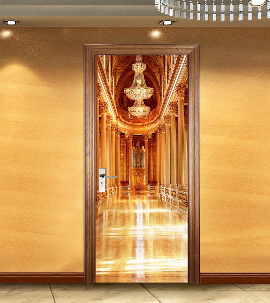 3D golden top church door mural Wallpaper AJ Wallpaper