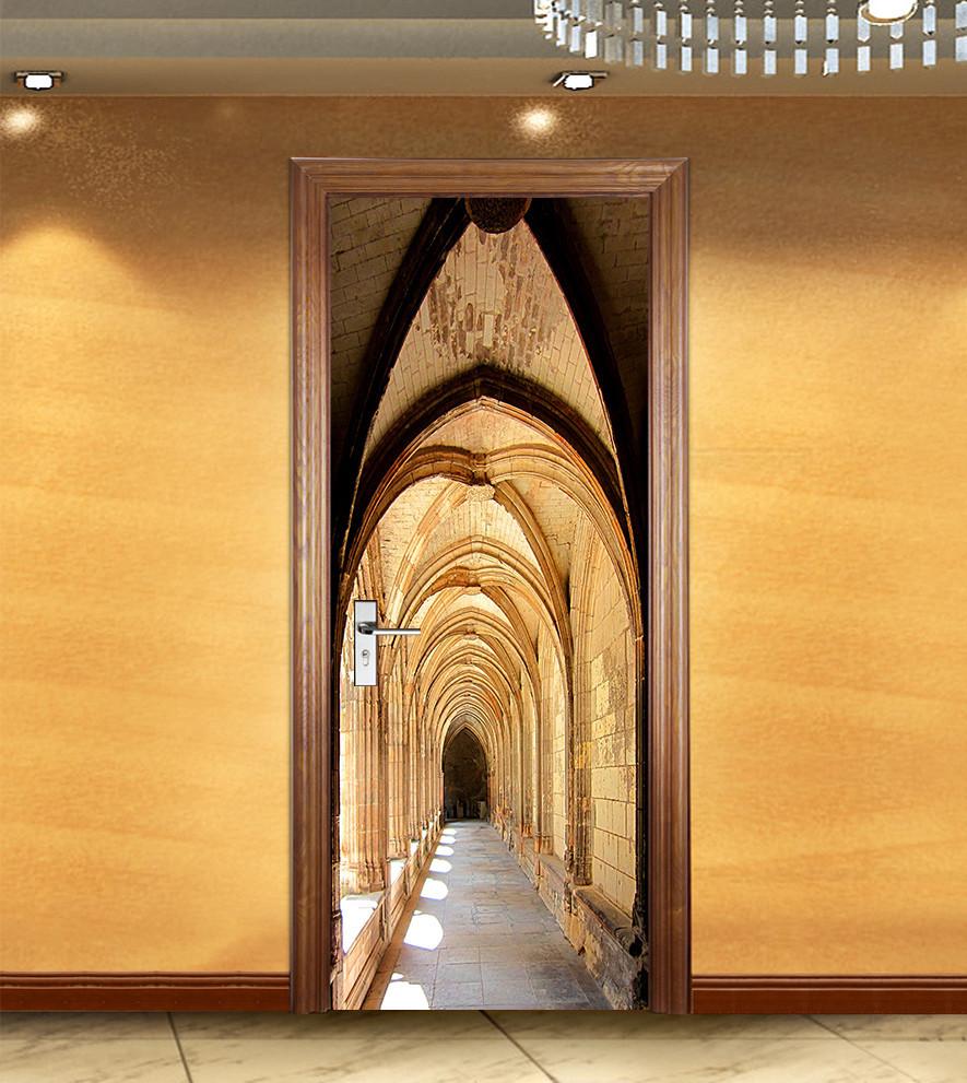 3D vaulting shaft clear day steepletop door mural Wallpaper AJ Wallpaper