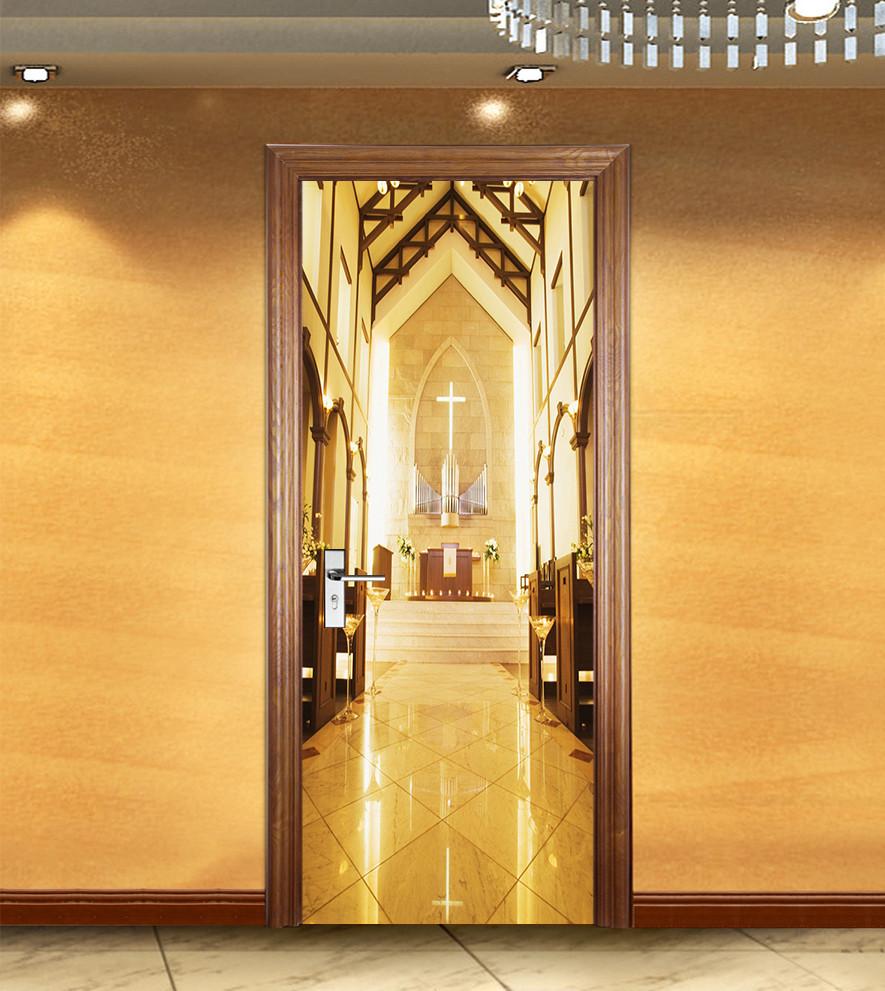 3D holy Cross Church door mural Wallpaper AJ Wallpaper