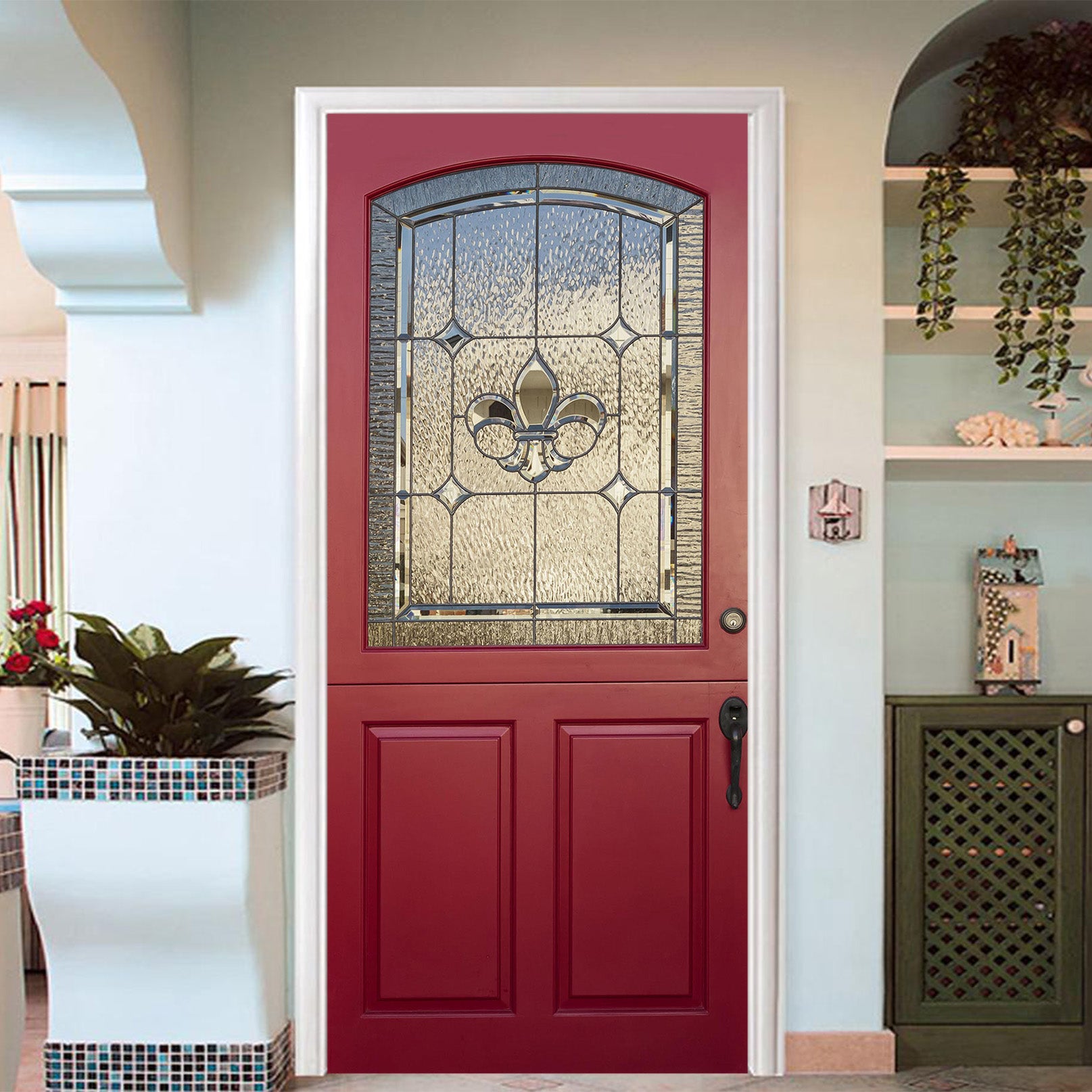 3D Red Door Glass 015 Door Mural