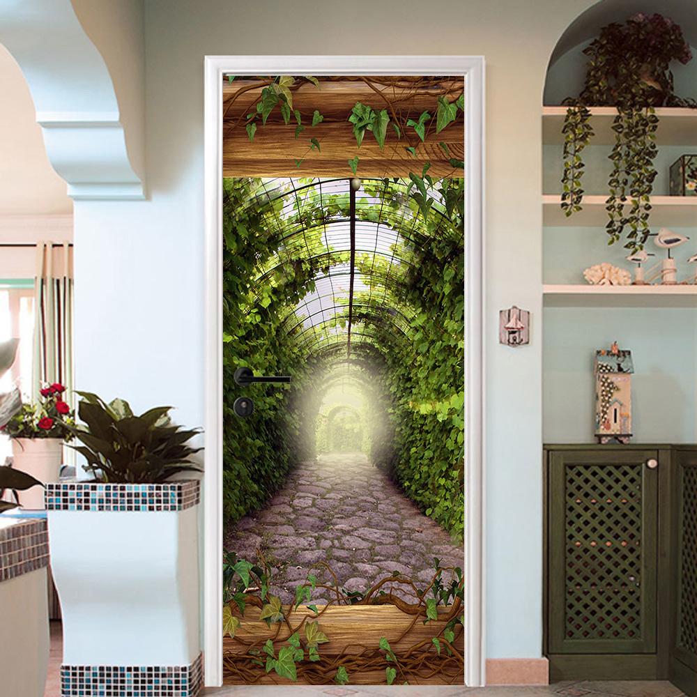 3D cane vine arc stone the long corridor door mural Wallpaper AJ Wallpaper