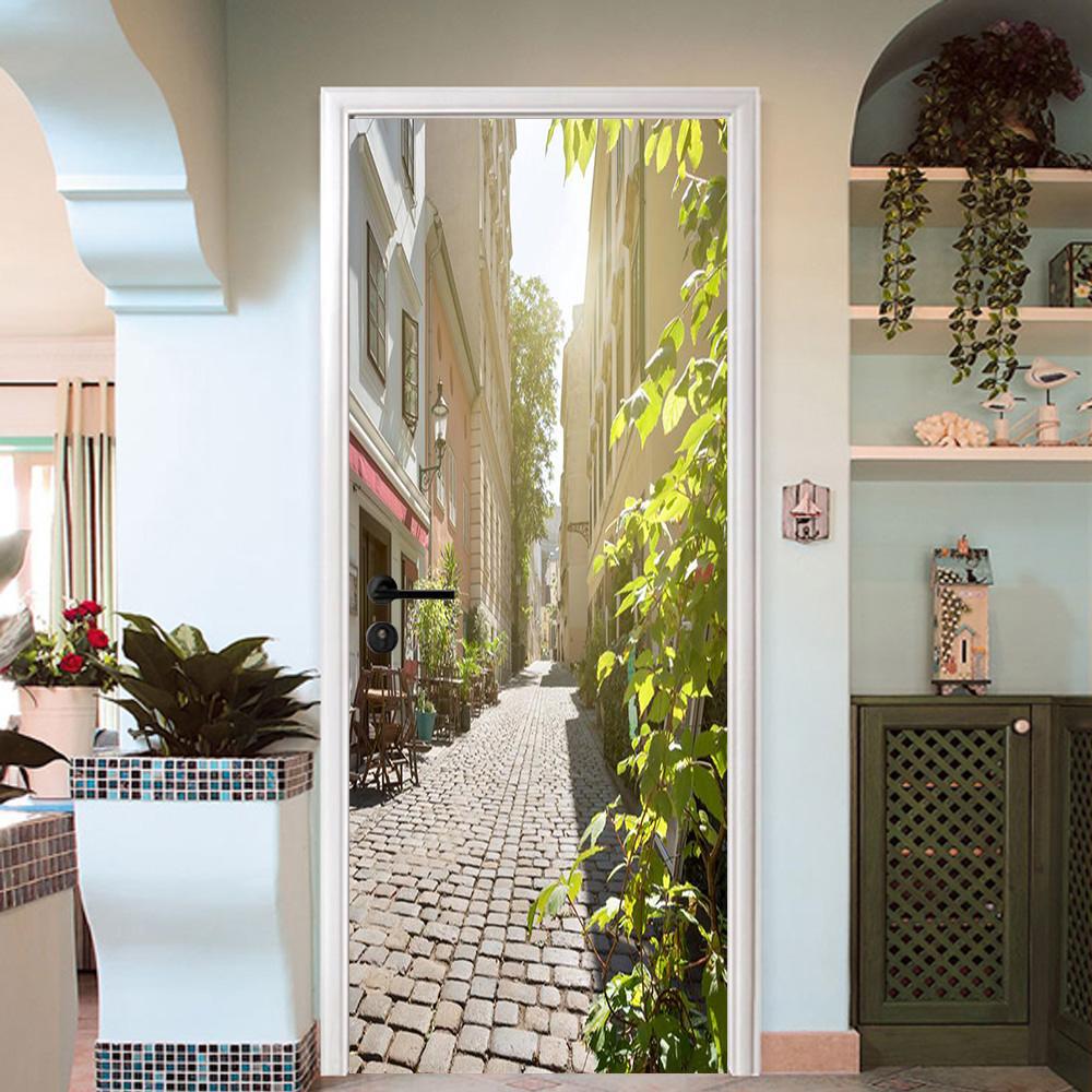 3D sinomenine sunbeam neighbourhood door mural Wallpaper AJ Wallpaper