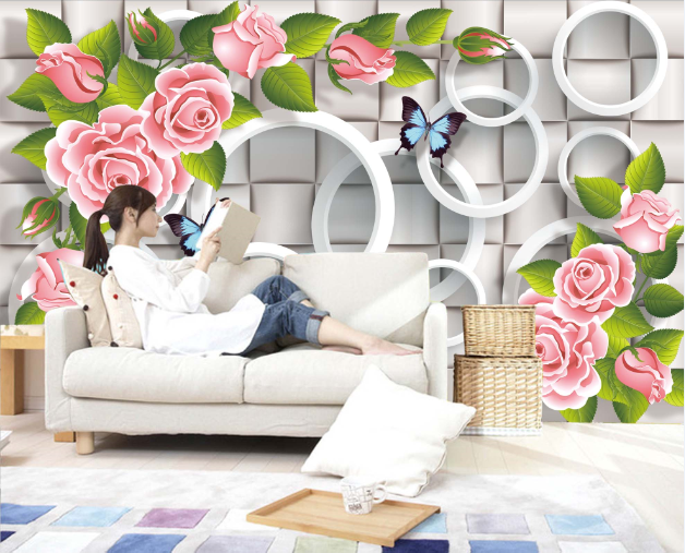 3D Circle Pink Flower Wallpaper AJ Wallpaper 1