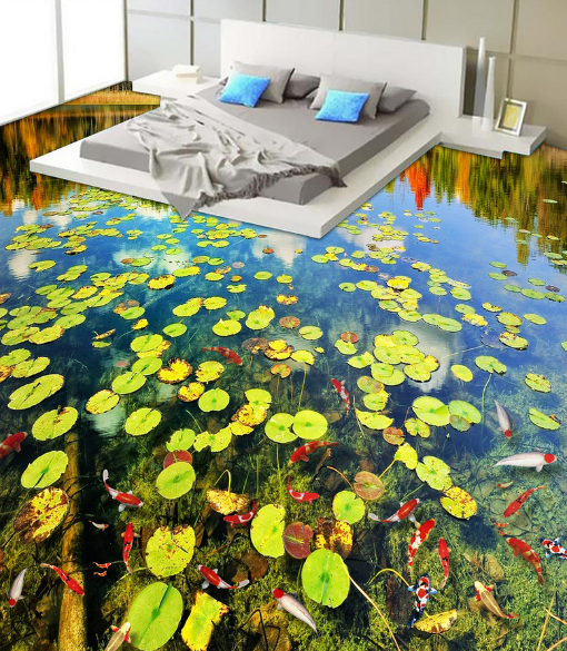 3D Drifting Lotus Leaf 294 Floor Mural Wallpaper AJ Wallpaper 2