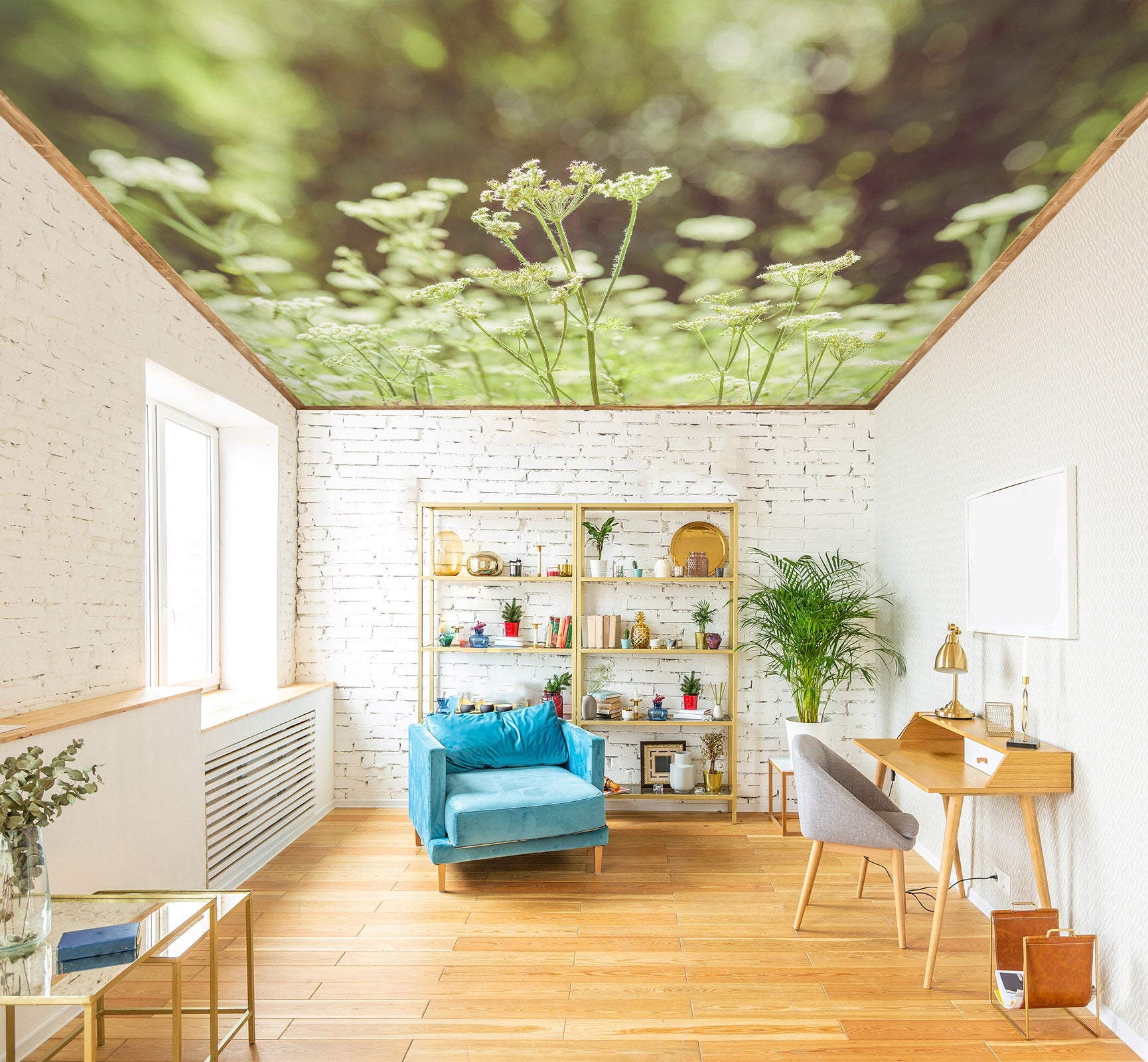 3D Small White Flowers 2590 Assaf Frank Ceiling Wallpaper Murals