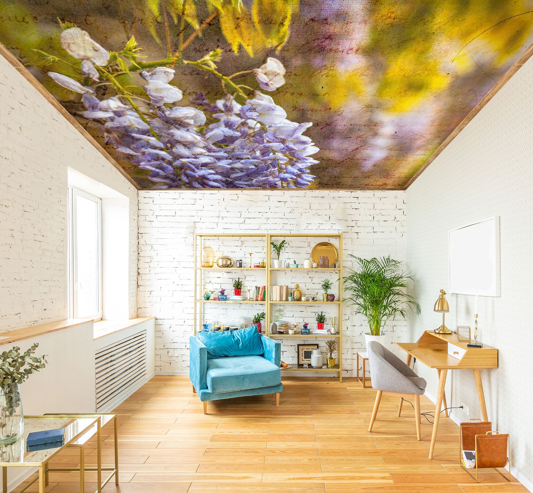 3D Purple Flower Vine 2578 Assaf Frank Ceiling Wallpaper Murals