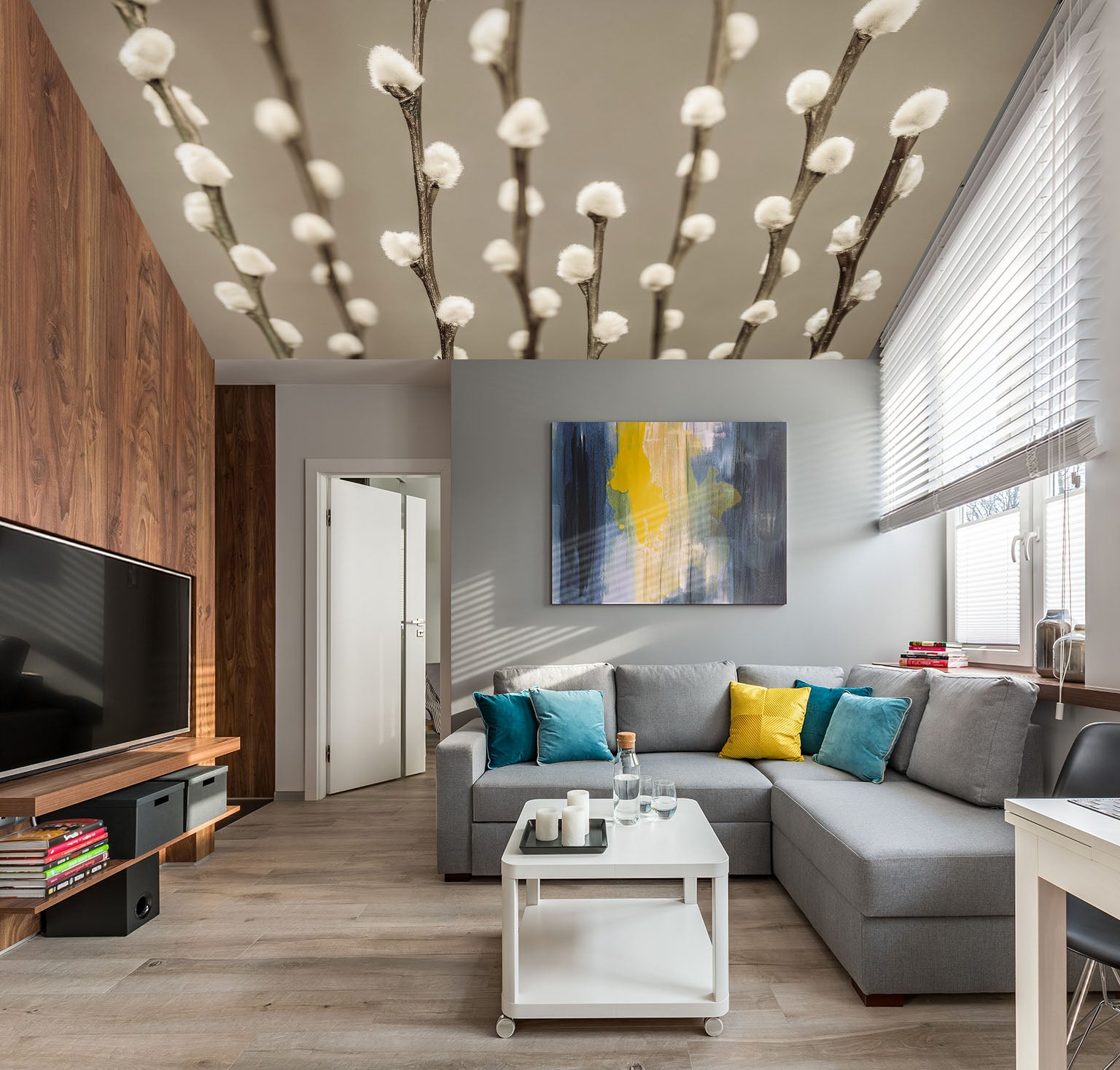 3D White Shoots 2556 Assaf Frank Ceiling Wallpaper Murals