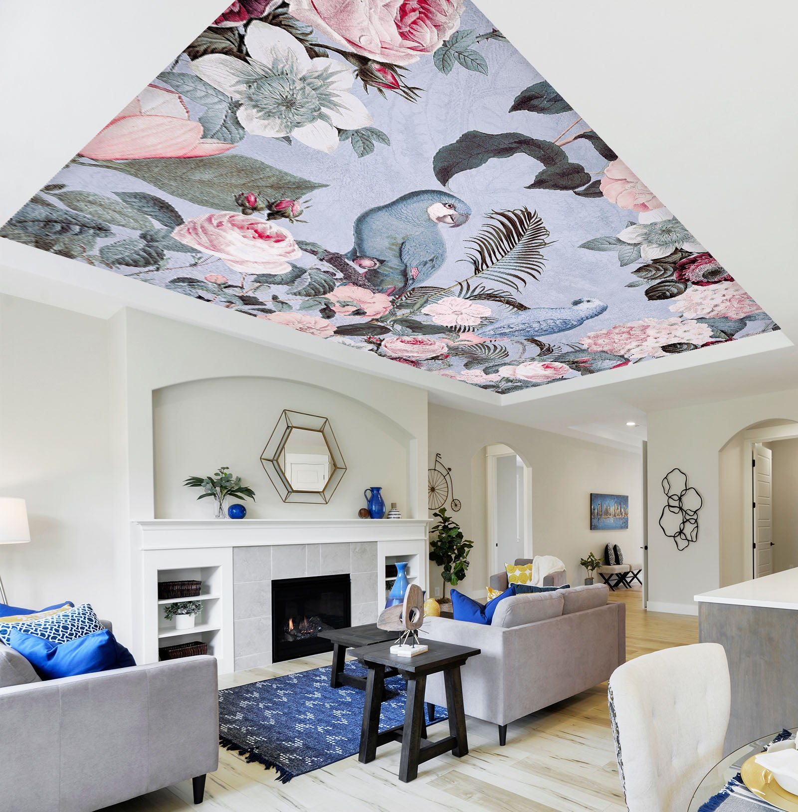 3D Parrot Flower 5259 Andrea Haase Ceiling Wallpaper Murals