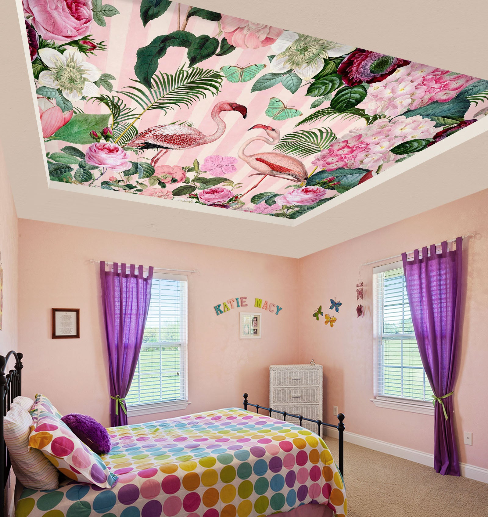 3D Flamingo Flower 975 Andrea Haase Ceiling Wallpaper Murals
