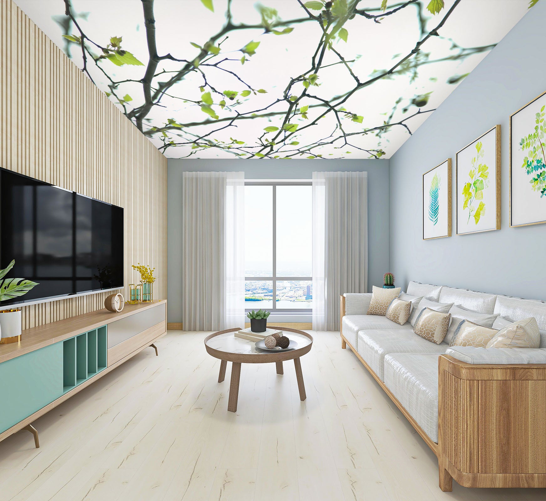 3D Branches And Leaves 2552 Assaf Frank Ceiling Wallpaper Murals