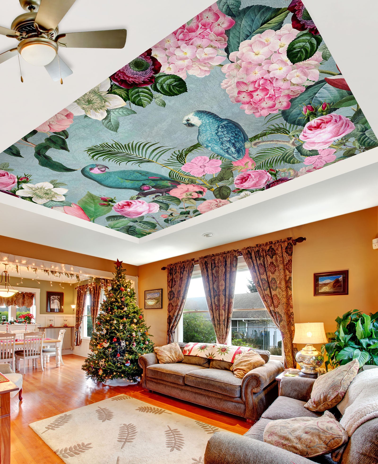 3D Blue Bird Flower 5258 Andrea Haase Ceiling Wallpaper Murals