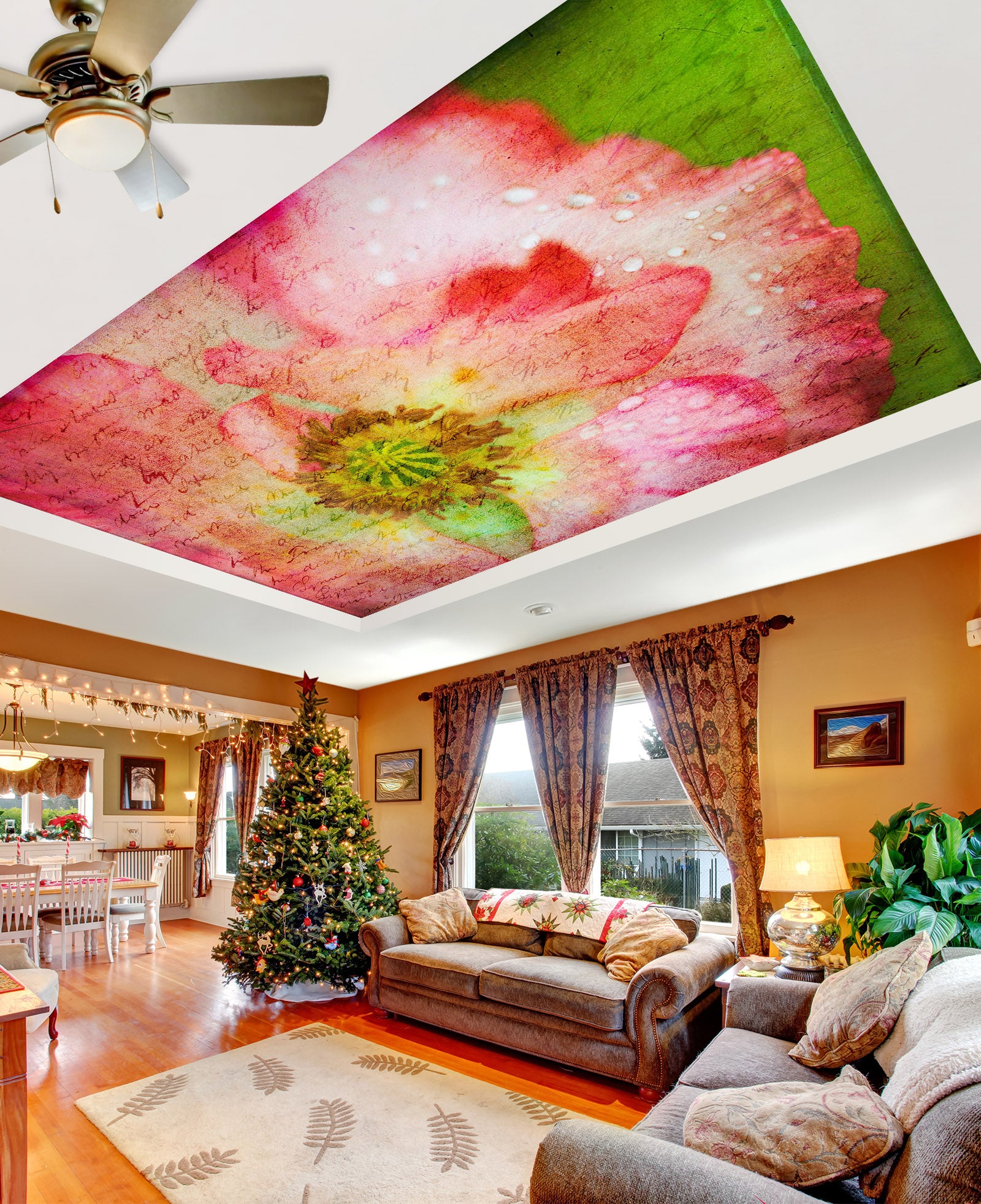 3D Bright Red Flower 2577 Assaf Frank Ceiling Wallpaper Murals