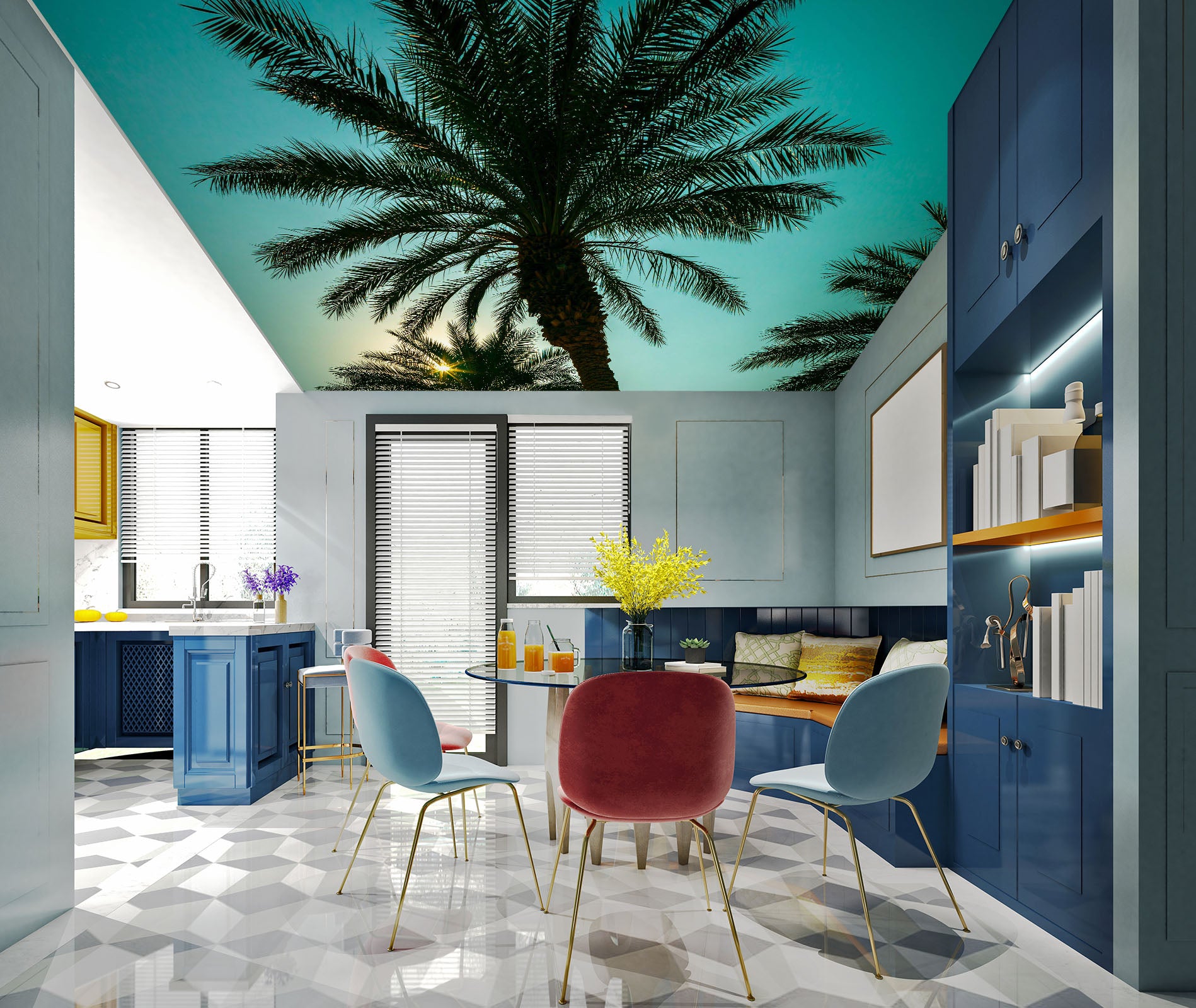 3D Sky Coconut Tree 2572 Assaf Frank Ceiling Wallpaper Murals