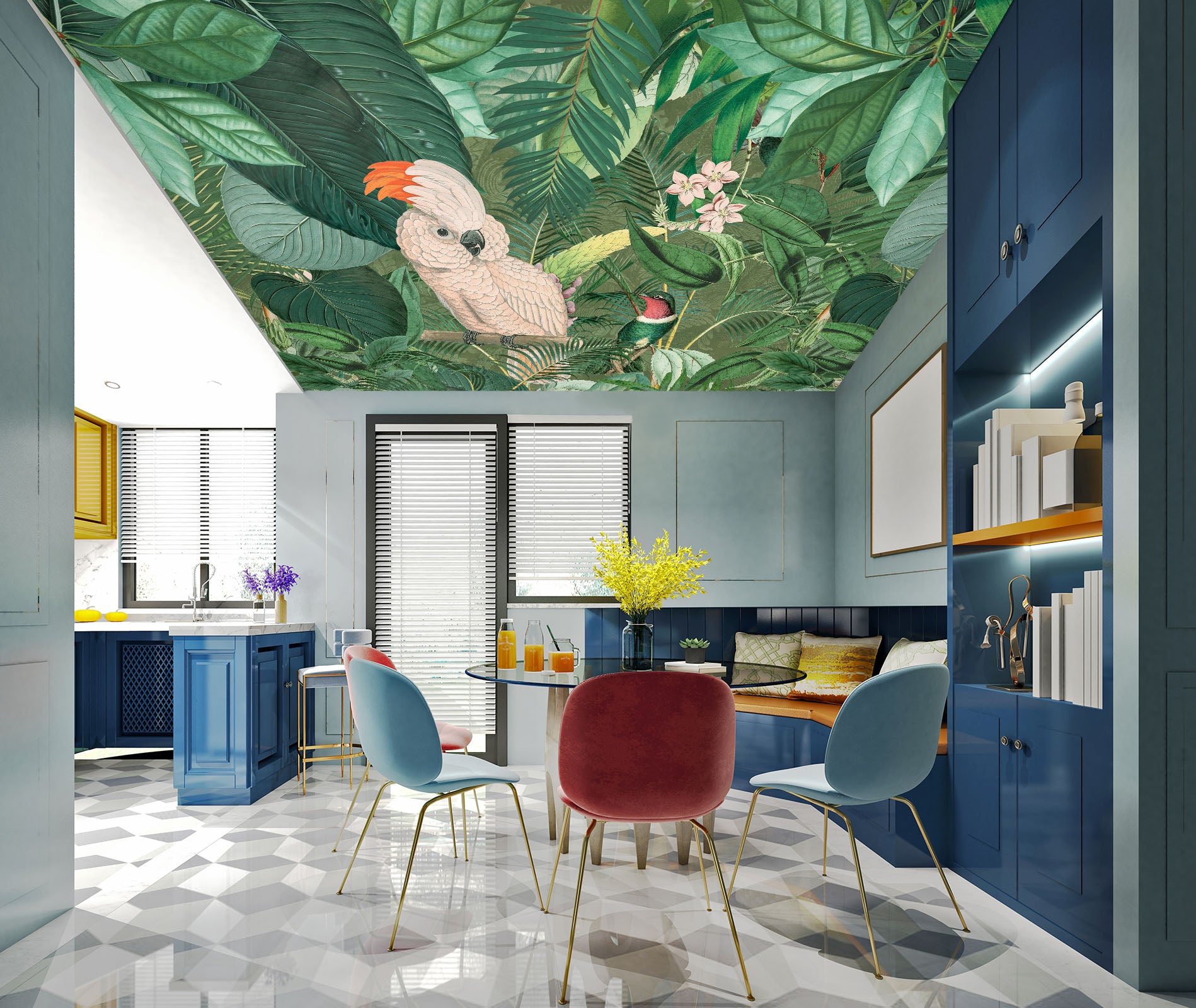 3D Parrot Leaves 5256 Andrea Haase Ceiling Wallpaper Murals