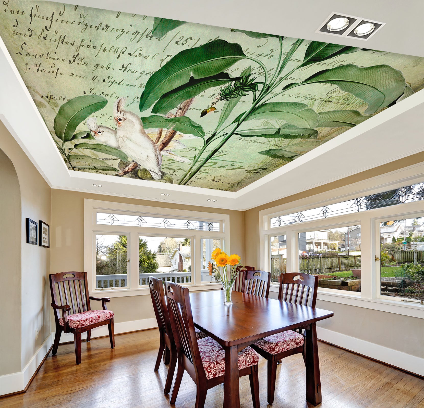 3D Green Leaves Letters 5261 Andrea Haase Ceiling Wallpaper Murals