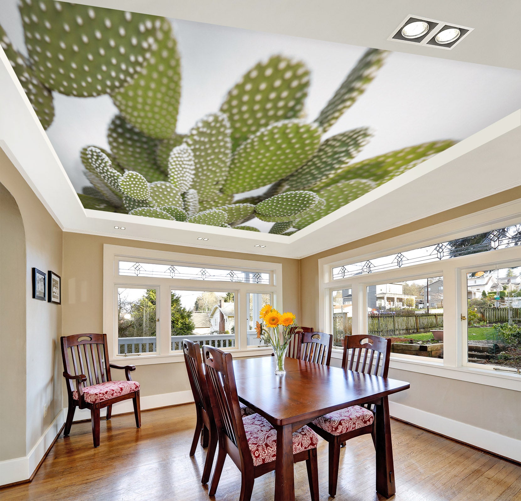 3D Green Cactus 2588 Assaf Frank Ceiling Wallpaper Murals