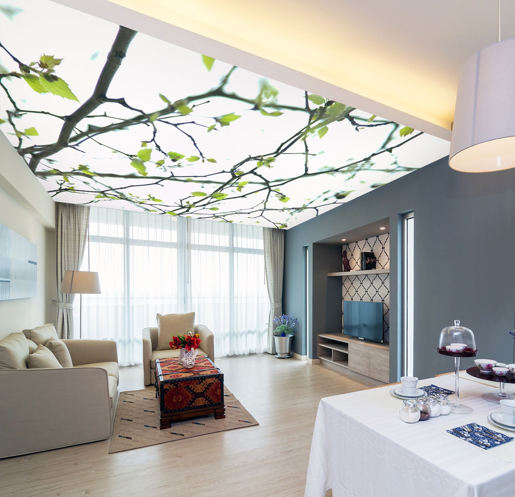 3D Branches And Leaves 2552 Assaf Frank Ceiling Wallpaper Murals