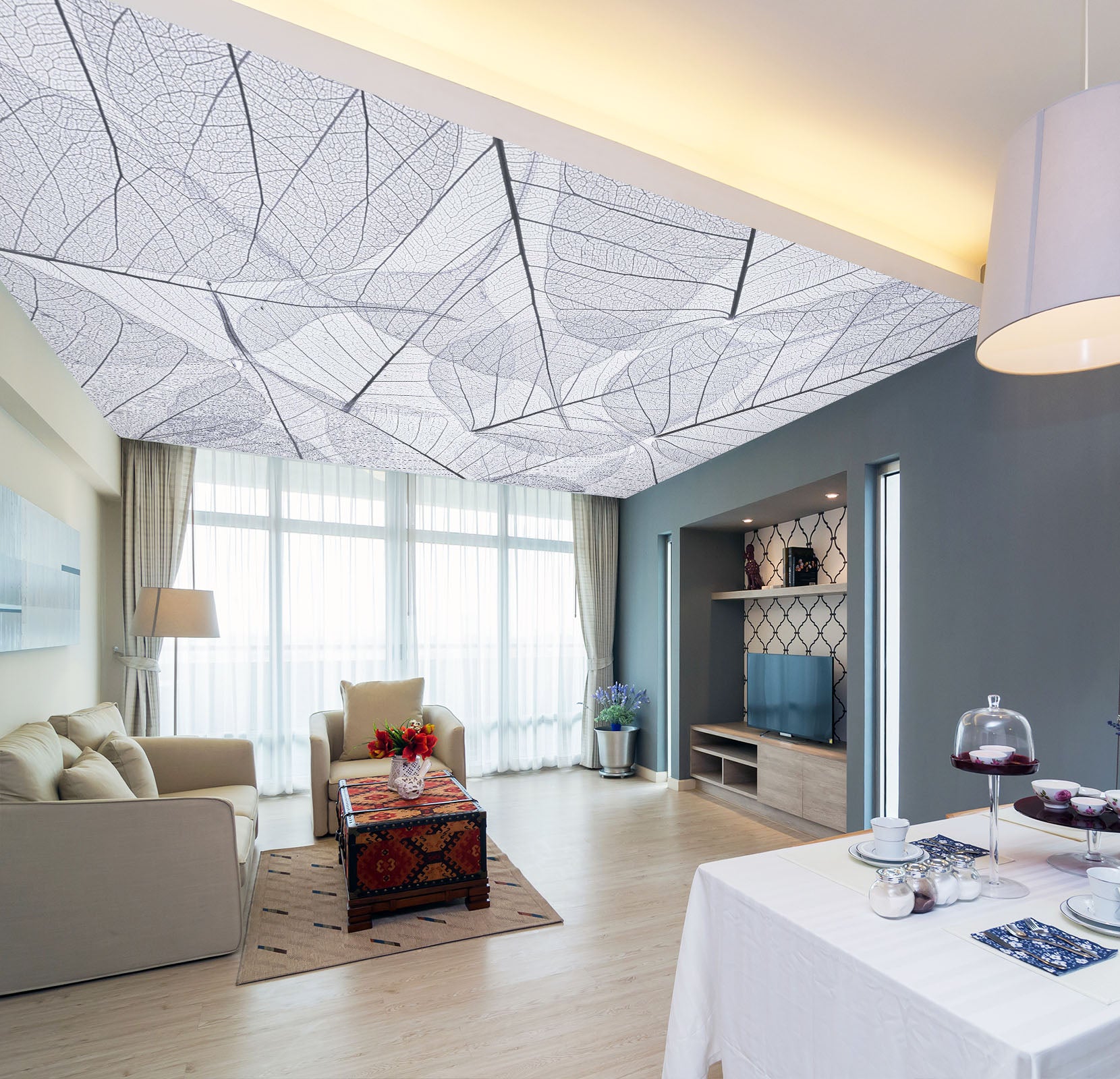 3D Gray Leaf Texture 2565 Assaf Frank Ceiling Wallpaper Murals