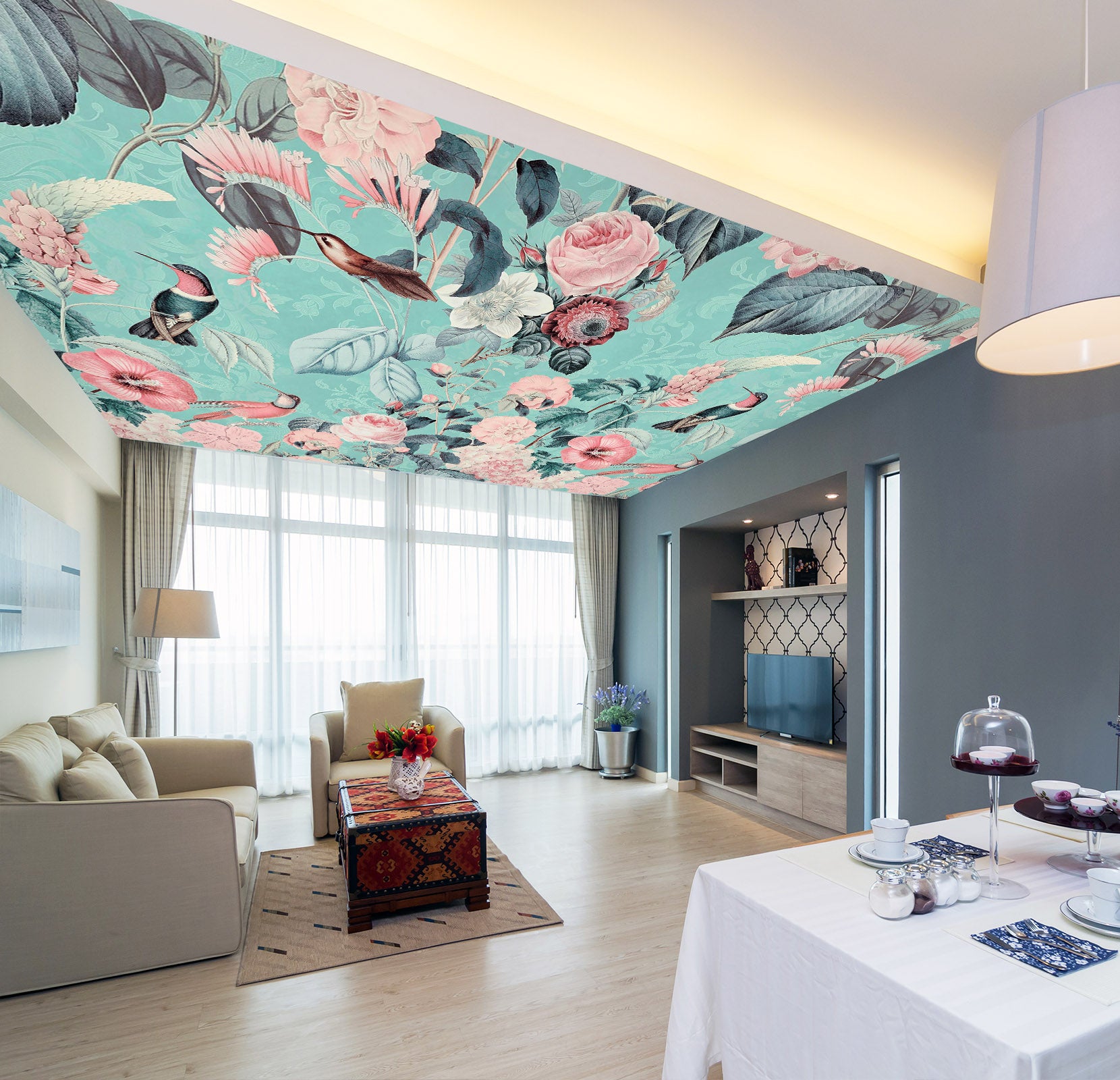 3D Pink Flower 5255 Andrea Haase Ceiling Wallpaper Murals