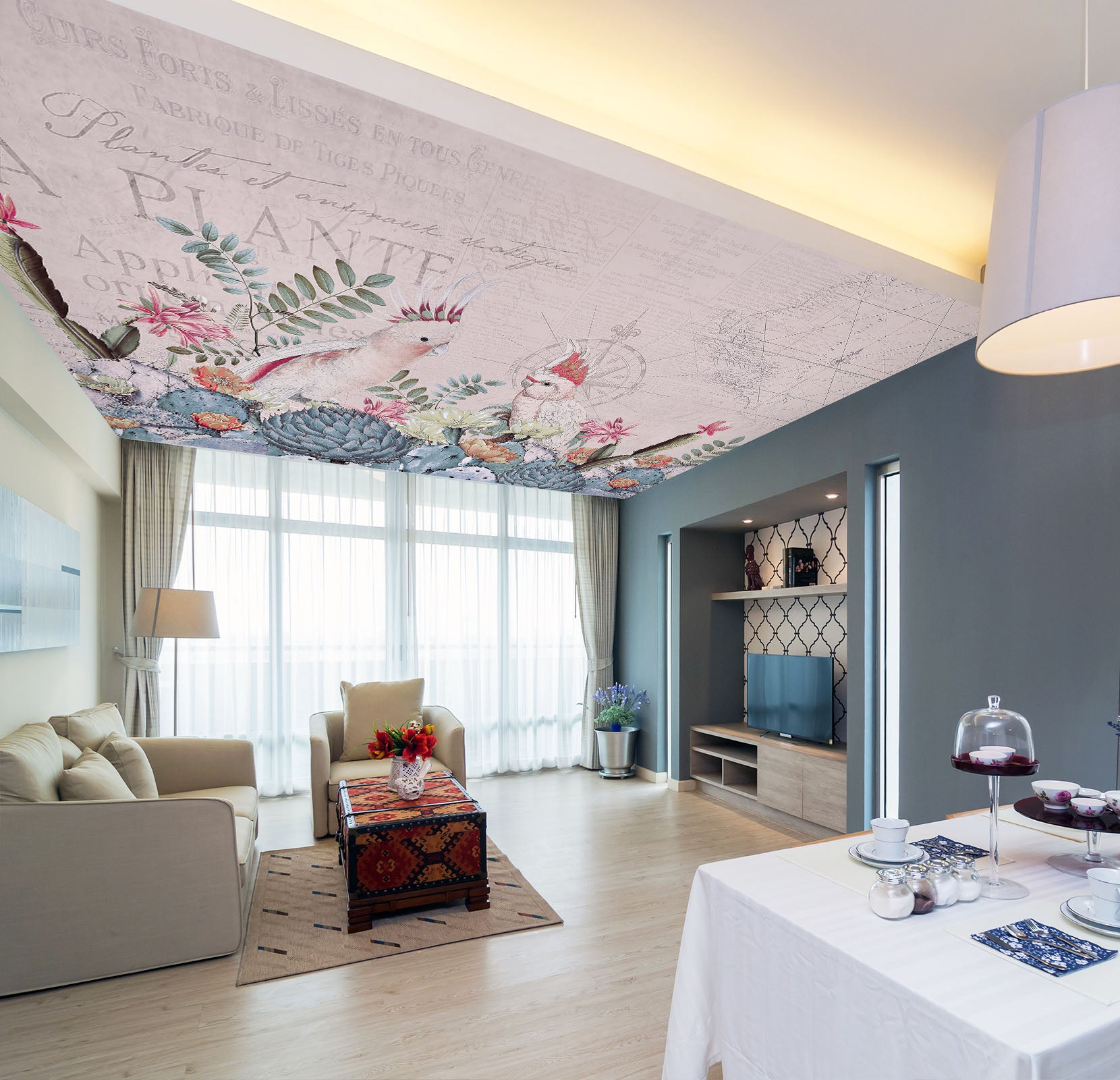 3D Parrot Succulent 972 Andrea Haase Ceiling Wallpaper Murals