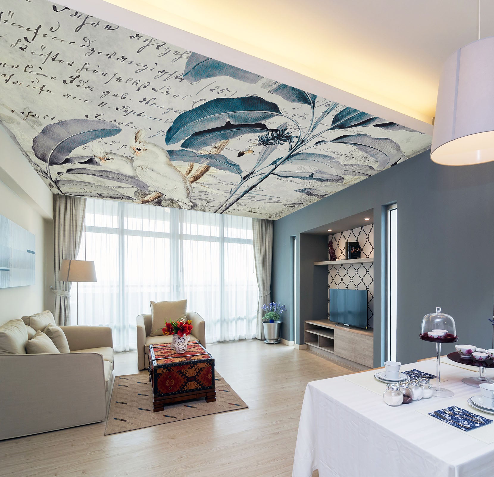 3D White Parrot 5262 Andrea Haase Ceiling Wallpaper Murals