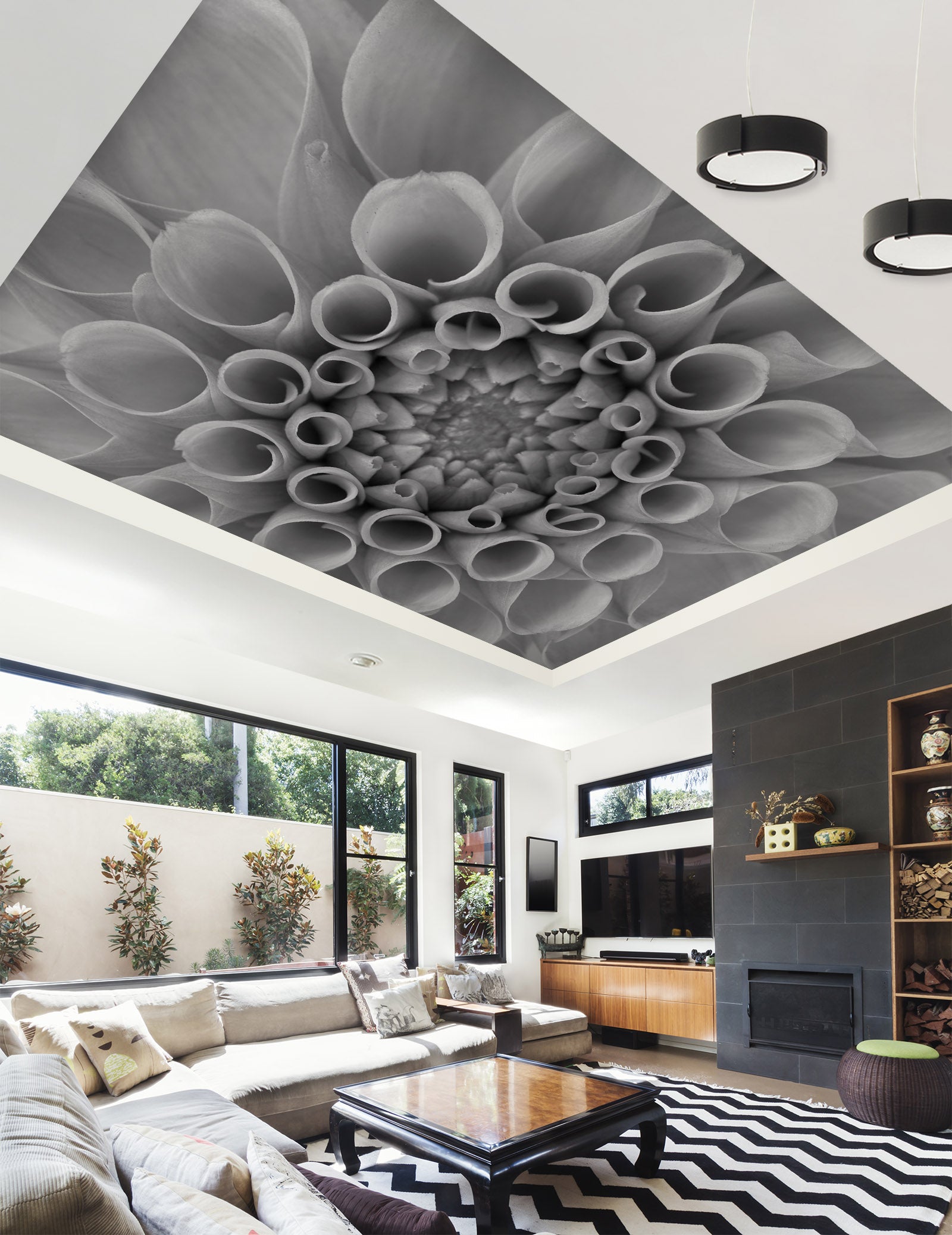 3D Grey Flower 2553 Assaf Frank Ceiling Wallpaper Murals