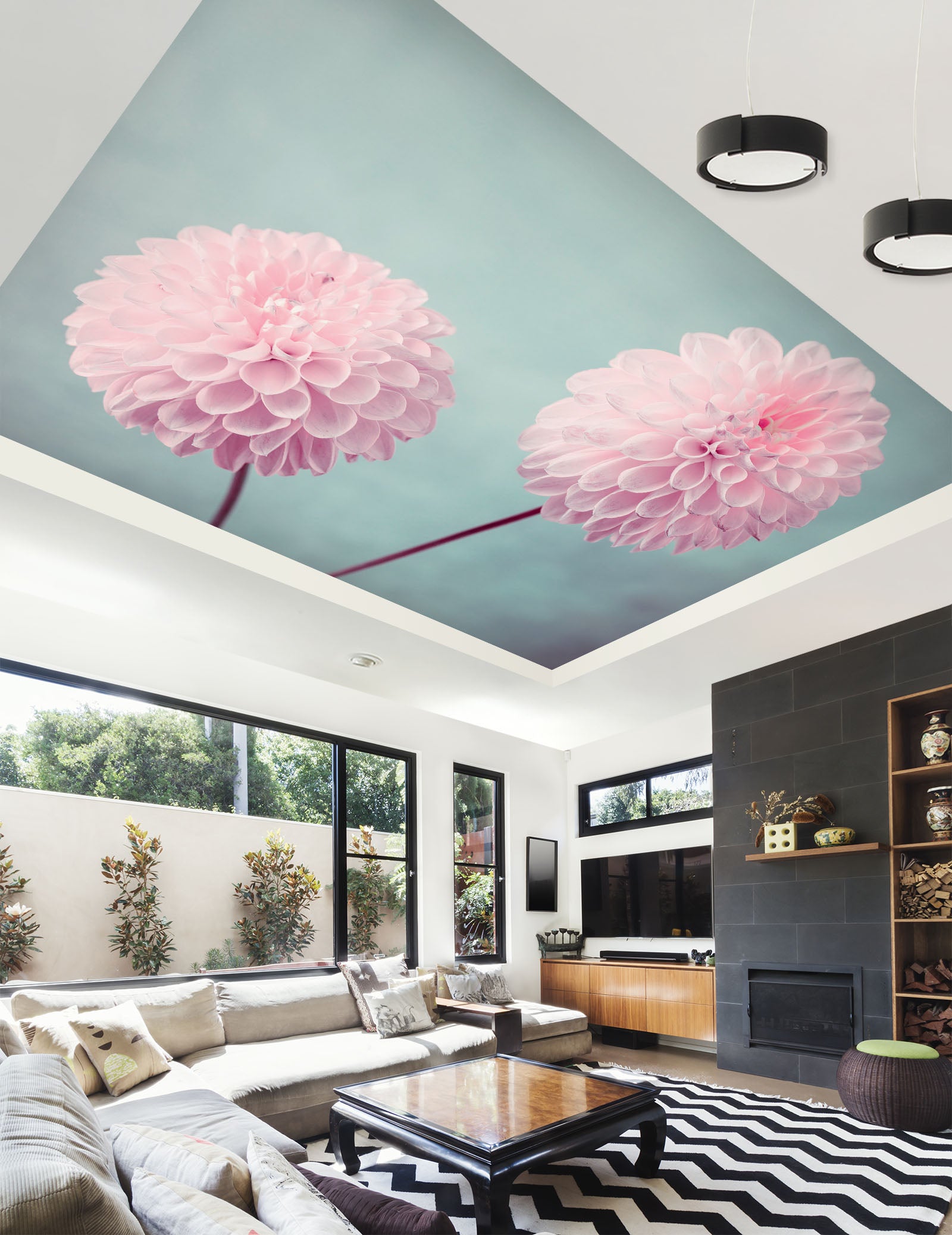 3D Pink Fresh Flower 2581 Assaf Frank Ceiling Wallpaper Murals
