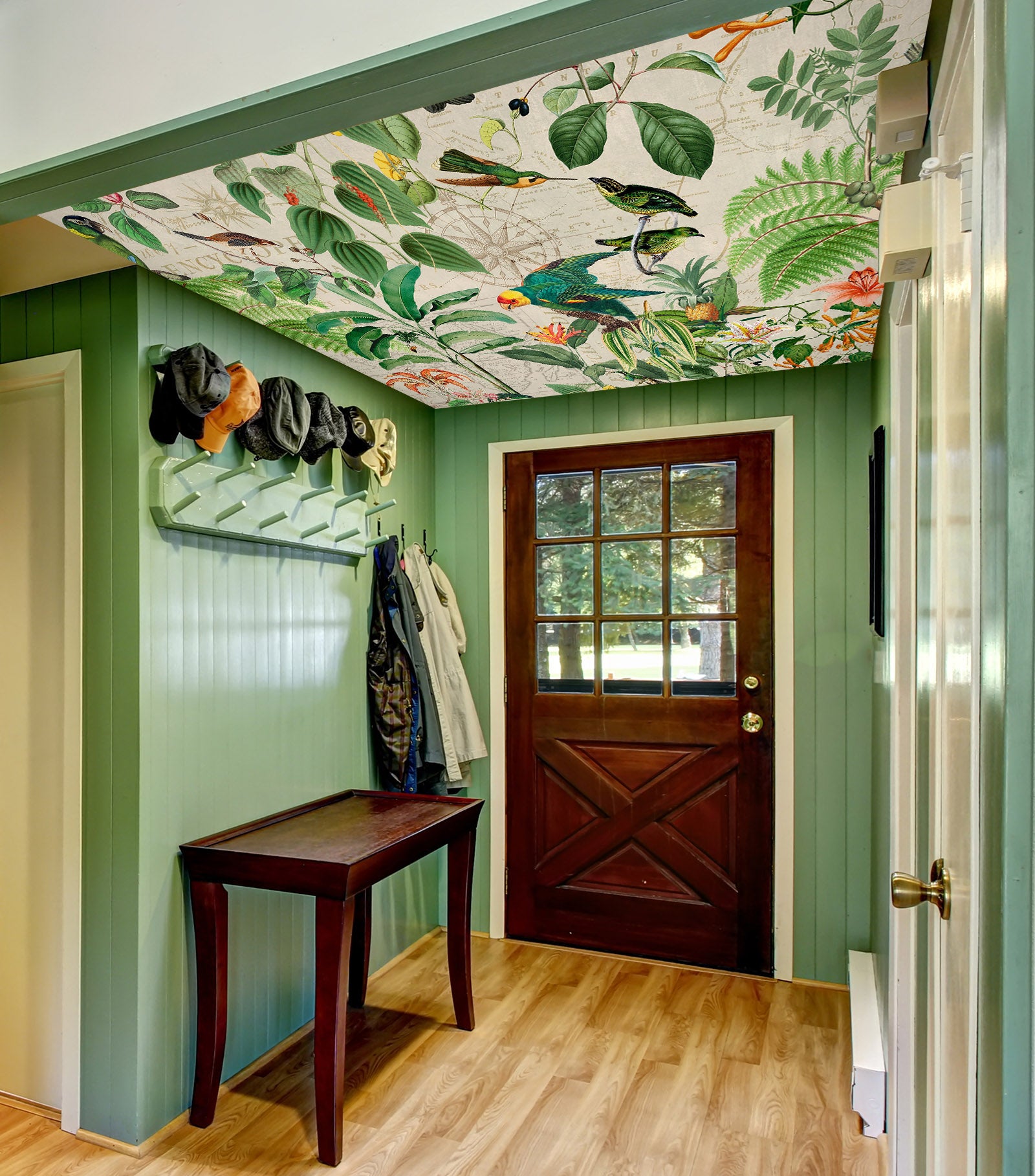 3D Green Leaves Bird 5264 Andrea Haase Ceiling Wallpaper Murals