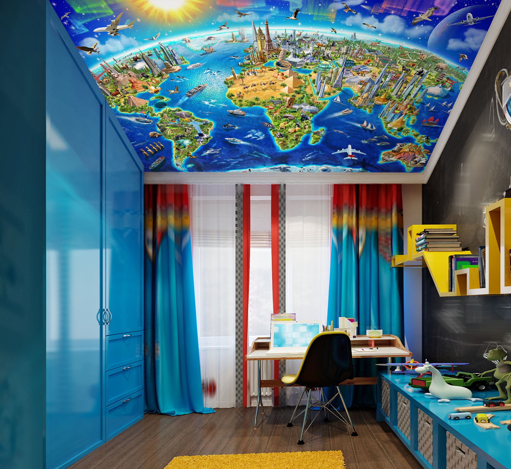 3D Earth Map Building 1009 Adrian Chesterman Ceiling Wallpaper Murals