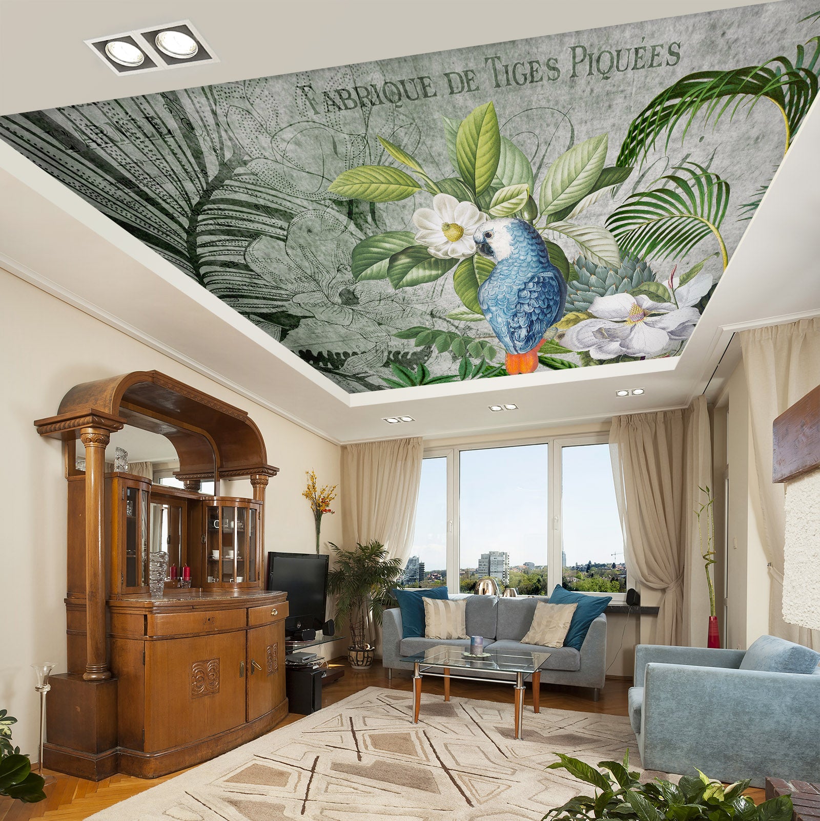 3D White Flower Bird 5265 Andrea Haase Ceiling Wallpaper Murals