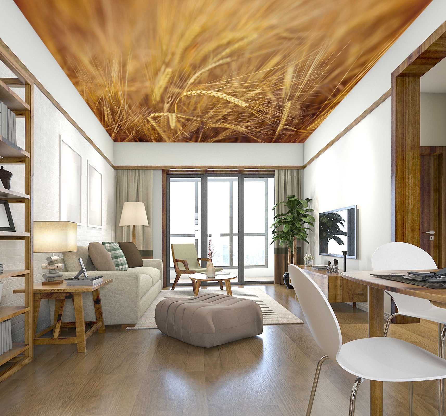 3D Yellow Wheat Field 2558 Assaf Frank Ceiling Wallpaper Murals