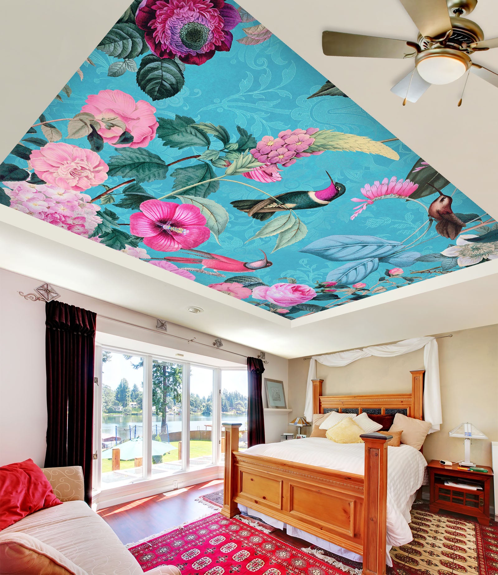3D Pink Flower 980 Andrea Haase Ceiling Wallpaper Murals