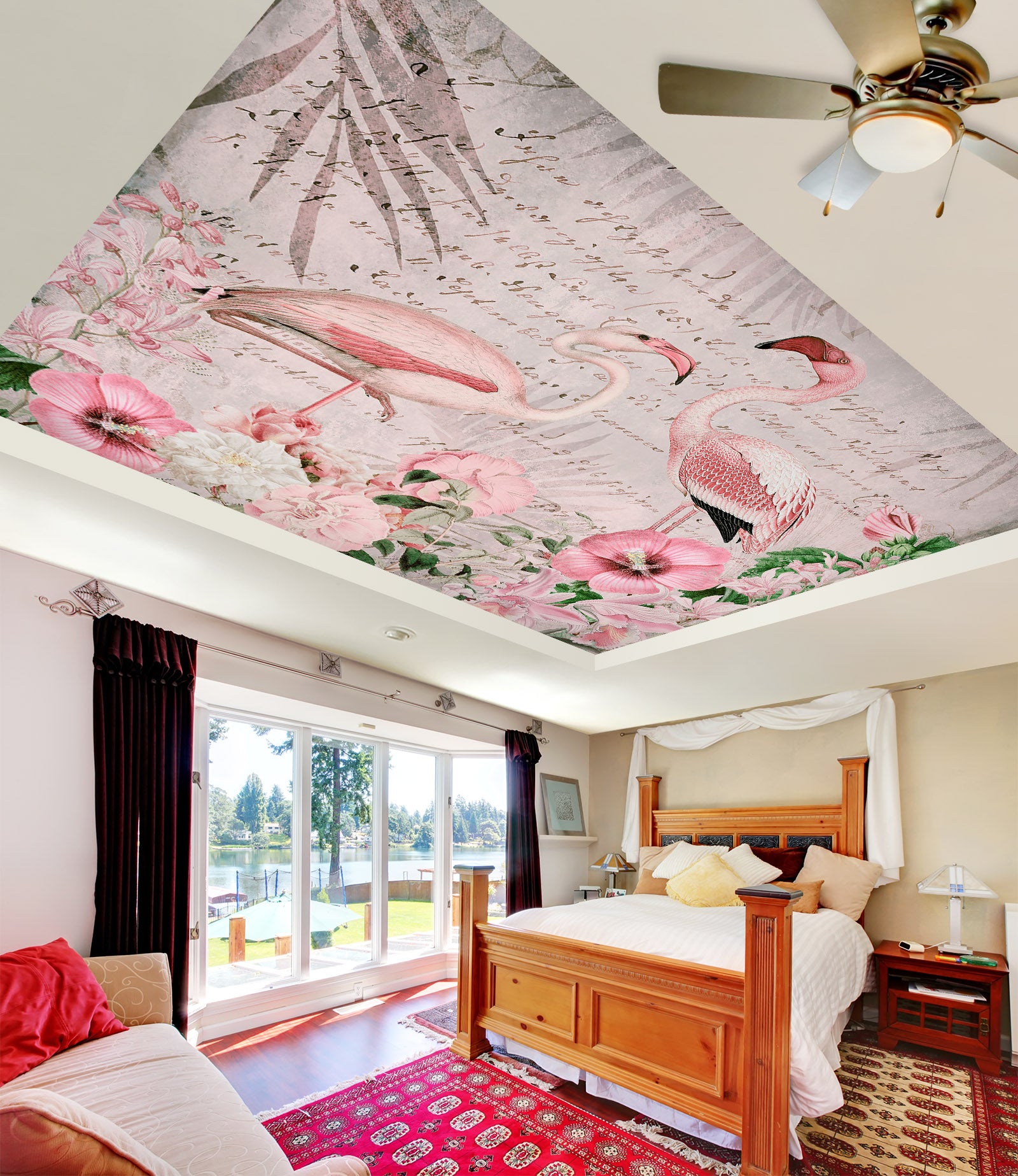 3D Pink Flamingo 974 Andrea Haase Ceiling Wallpaper Murals