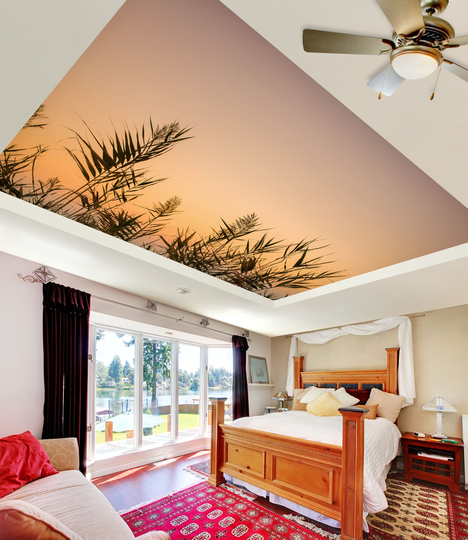 3D Sunset Reed 2587 Assaf Frank Ceiling Wallpaper Murals
