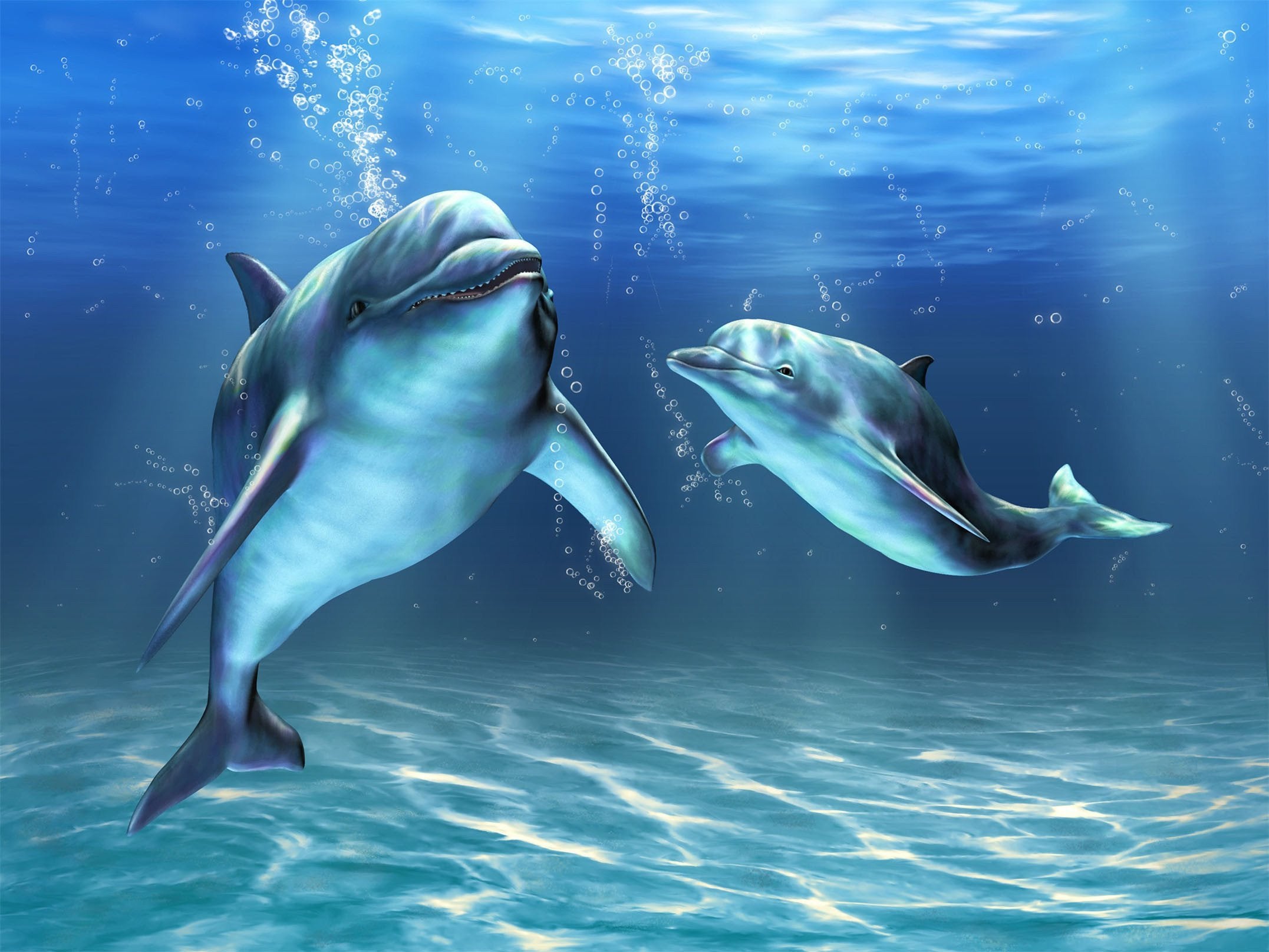 3D Sea Dolphins Kitchen Mat Floor Mural Wallpaper AJ Wallpaper