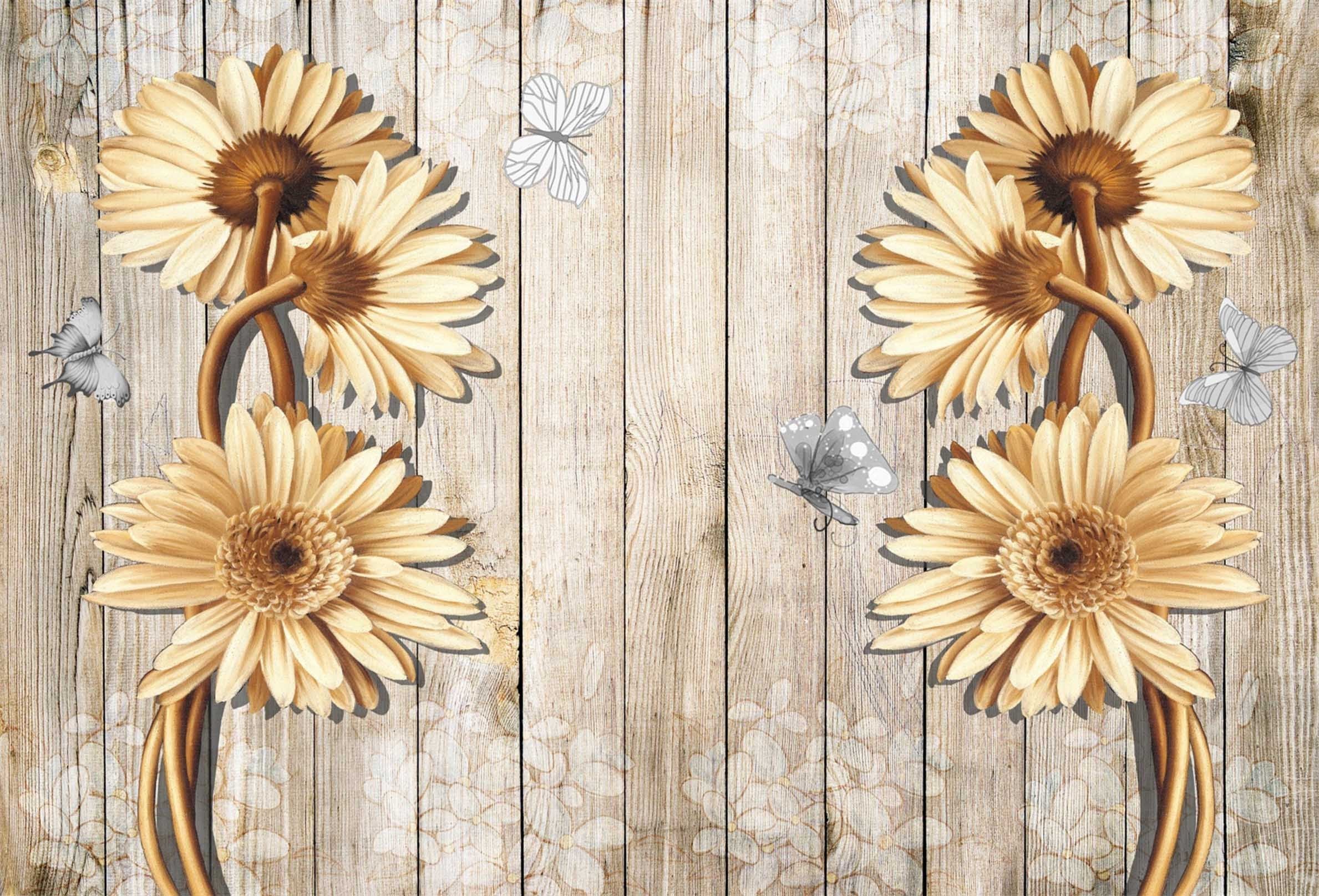 3D Wood Boards Flowers 097 Kitchen Mat Floor Mural Wallpaper AJ Wallpaper